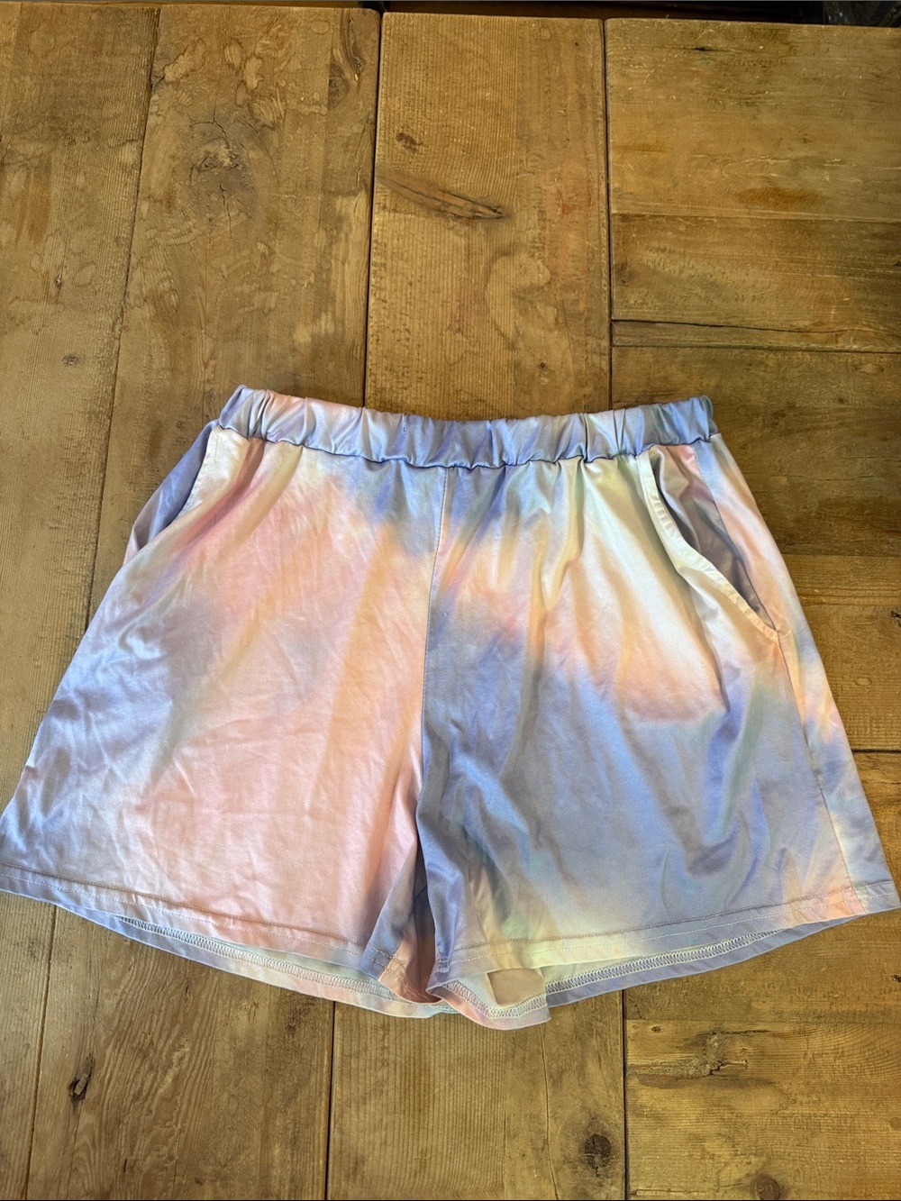 Pastel Tie-Dye Athletic Shorts with Elastic Waist